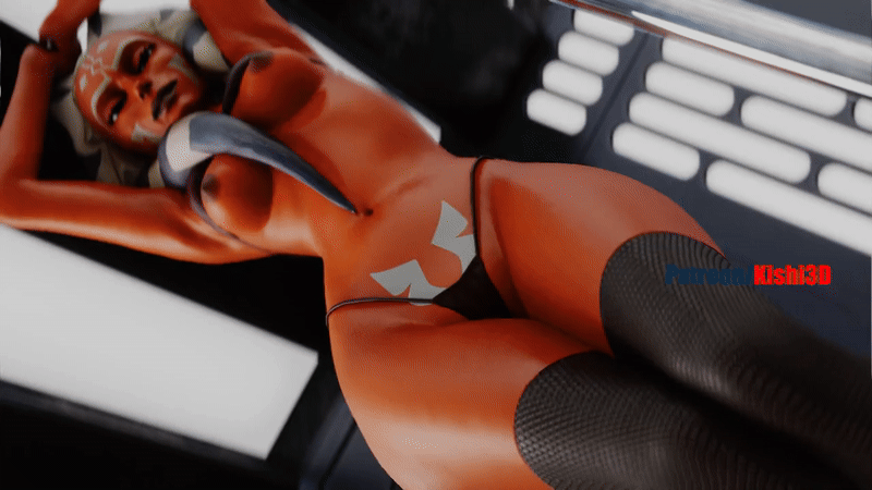 1girls 3d ahsoka_tano animated ass bikini dancer dancing female female_only huge_ass kishi orange_skin star_wars stripper stripper_pole tagme topless