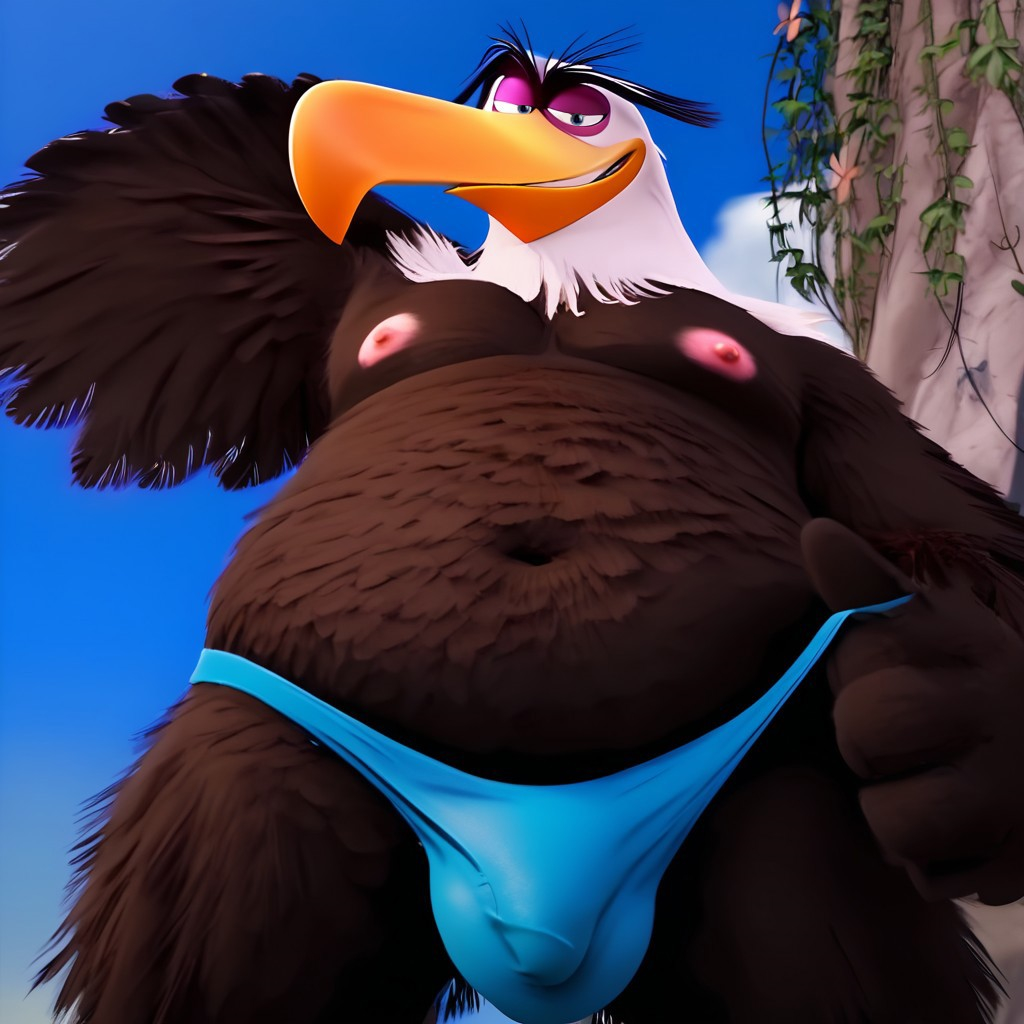 accipitrid accipitriform ai_generated angry_birds anthro arm_behind_head avian bald_eagle balls beak big_belly bodily_fluids brown_feathers bulge civitai claws columbia_pictures detailed_eyes eagle eyebrows fat fat_belly furry genitals hand_on_underwear hi_res horny horny_male looking_at_viewer male male_only mighty_eagle navel nipples obese obese_male outside overweight overweight_male penis pupils rovio rovio_animation rovio_entertainment sea_eagle sega sex sky smile smiling_at_viewer solo sony sony_pictures_animation sunny tail tail_feathers the_angry_birds_movie two-tone_body two_tone_feathers unibrow veiny_penis white_feathers white_hair yellow_beak