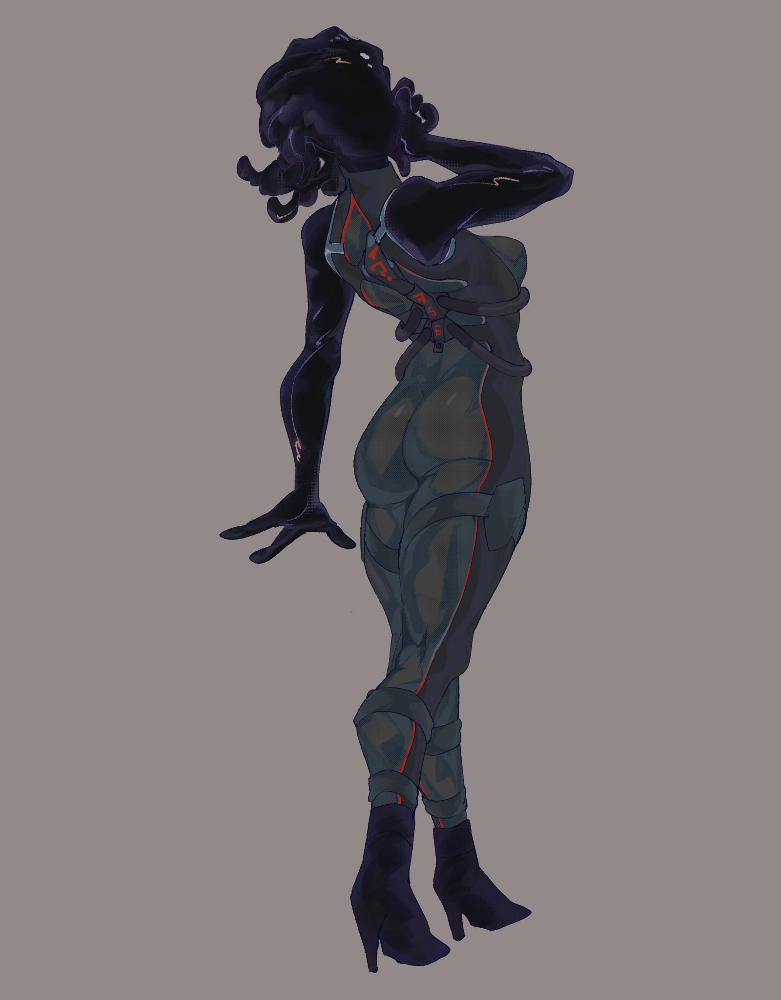 chaos director (fortnite), eyeless female, faceless female, female, fortnite, fortnite: battle royale, simple background, solo female, tagme