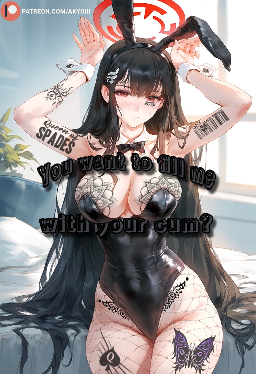 1girls ai_generated akyoi animal_ears bedroom big_breasts black_hair blue_archive blush bunny_hears female hair_ornament halo large_breasts leotard light-skinned_female light_skin long_hair looking_at_viewer pantyhose patreon qos qos_tattoo queen_of_spades red_eyes ribbon rio_(blue_archive) smile solo solo_female very_long_hair