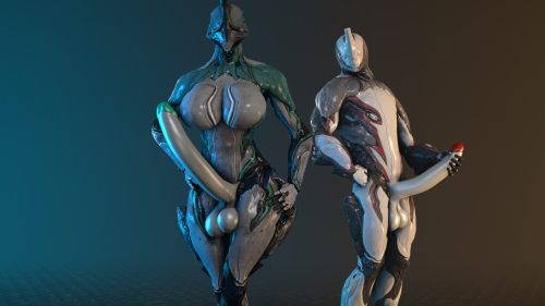 1boy 1futa 1girls 3d alien big_penis breasts dickgirl excalibur_(warframe) futanari intersex low_res male nyx_(warframe) penis tenno testicles unusualsfmplace video_games warframe