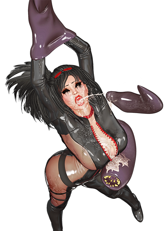 big_breasts black_hair breasts cum cum_in_mouth cyberpunk eromancer female hair malise malise_and_the_machine oral rape runny_makeup