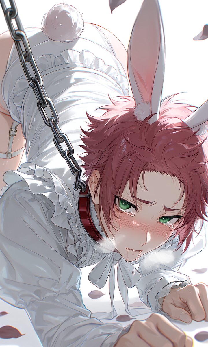 2026, ai generated, blue lock, bunny boy, bunny costume, bunny tail, bunnysuit, crying, crying with eyes open, cuntboy, cuntboy only, cuntboy/male, cuntboysub, femboy, femboysub, gay, gay male, itoshi sae, leash, leash and collar, leashed, leashed collar, submissive, submissive male, tagme, twink, yaoi