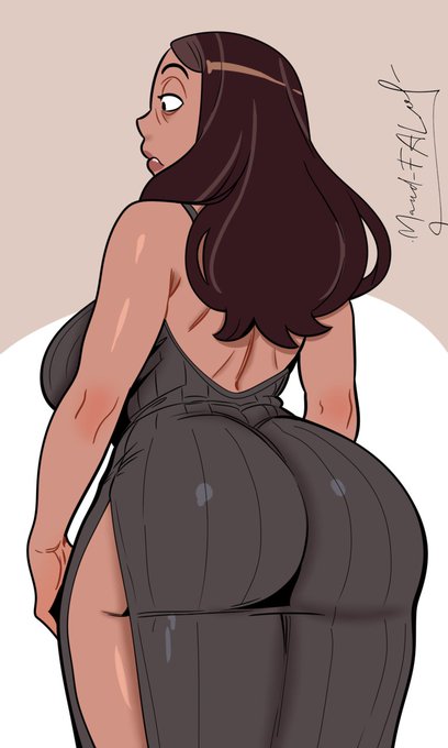 1girl, 1girls, ass bigger than head, back view, backless clothing, backless dress, backless outfit, bags under eyes, bare shoulders, big ass, big boobs, big breasts, big butt, big thighs, big tits, breasts, brown hair, bubble ass, bubble butt, butt bigger than head, cartoon network, dark skin, dark-skinned female, dress, dress between buttocks, dress inside ass, female, female only, half-closed eyes, indian, indian female, long dress, long hair, mature female, maud fal, milf, mommy, open back dress, priyanka maheswaran, shiny skin, side boobs, side slit, side slit clothing, side slit dress, sideboob, sideslit dress, signature, simple background, steven universe, thick thighs, thighs