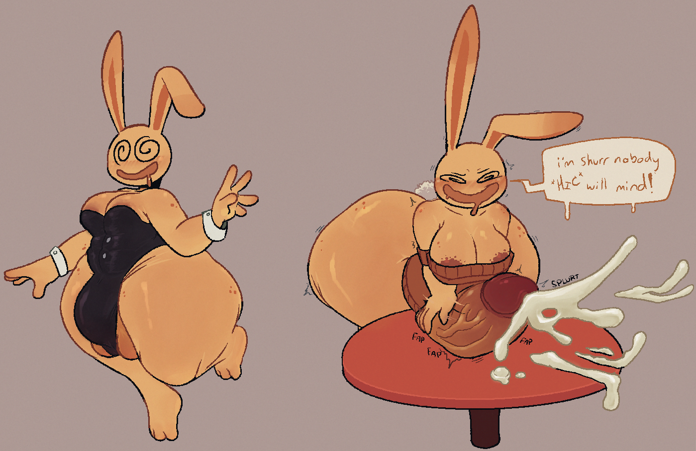 1futa, 2026, anthro, areola slip, areolae, balls, balls peek, big ass, big penis, blush, blushing, bottomless, breasts, bunny, bunny ears, bunny futa, bunny girl, bunny tail, bunnysuit, cum, cum on table, cumshot, dewmel, dialogue, dizzy eyes, drooling, drunk, drunk bun (undertale), ejaculation, furry, futa only, futanari, horny, hyper, hyper ass, hyper penis, masturbating, masturbation, self upload, sound effects, sweater, tagme, testicle peek, testicles, thick thighs, undertale, undertale (series)