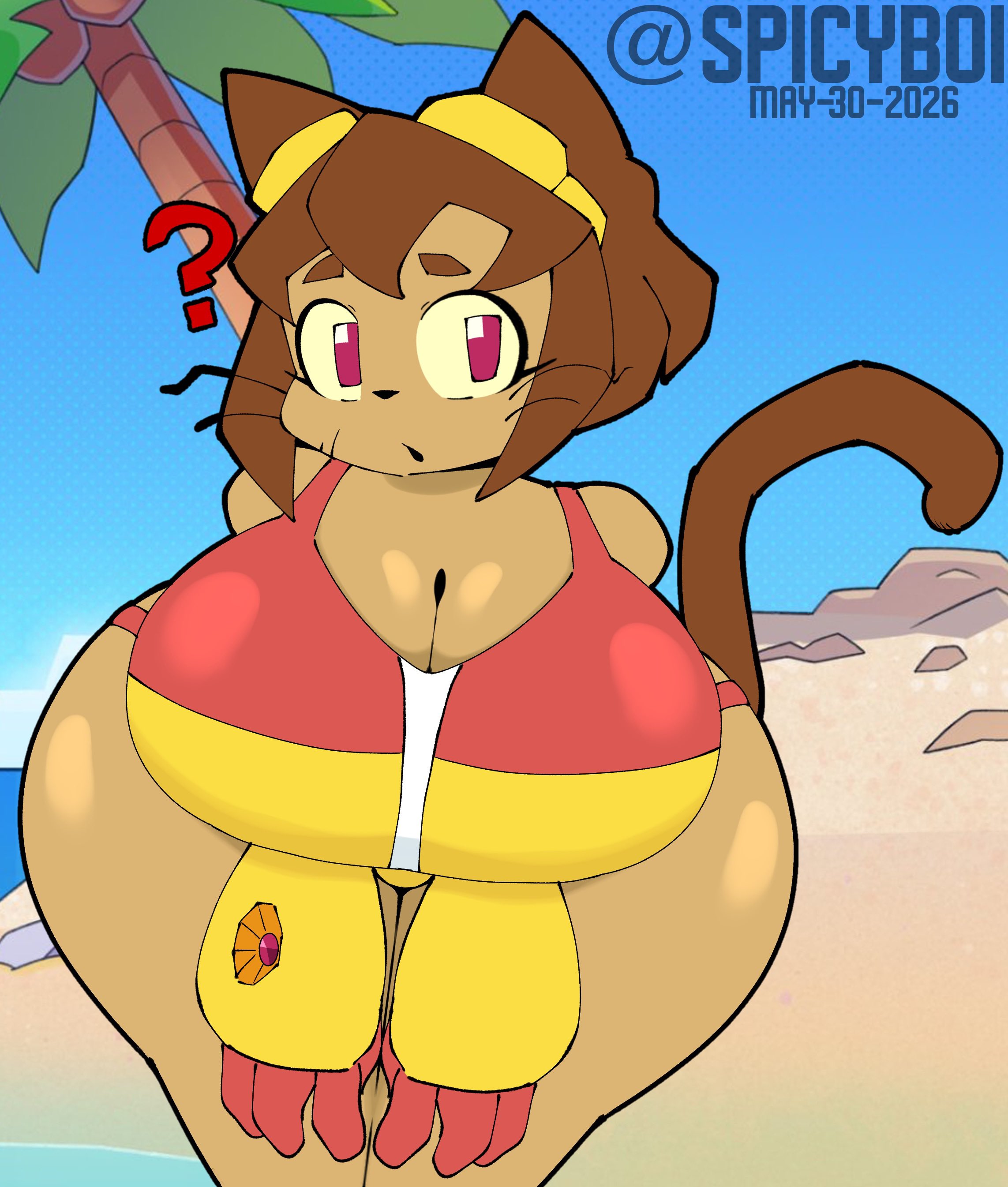 ?, 1girl, 1girls, 2026, animal ears, anthro, big boobs, big breasts, bikini, black nose, breasts, cat ears, cat tail, dated, felid, feline, female, female only, gameoverse, gigantic boobies, glitch productions, goggles, goggles on head, huge ass, huge breasts, hyper thighs, kit (gameoverse), pink eyes, solo, spicyboi, tagme, tail, thick thighs, tits, twitter username, whiskers