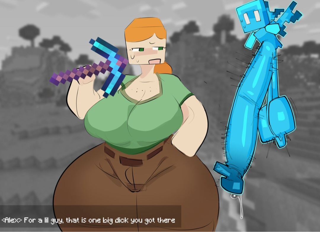 alex (minecraft), huge ass, huge breasts, huge cock, minecraft