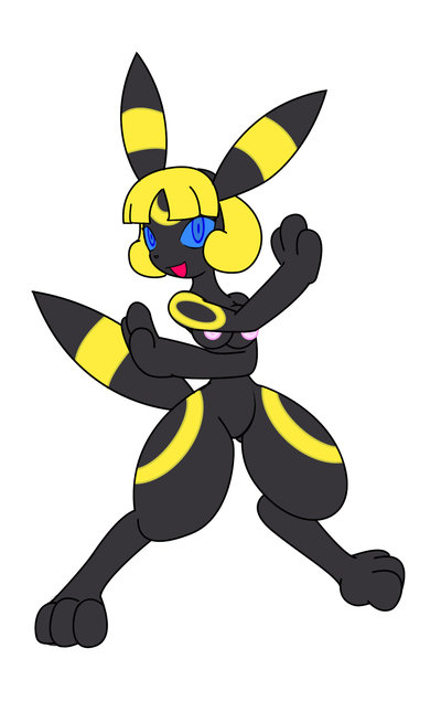 alternate_species anthro black_fur blue_eyes breasts color eeveelution female female_only front_view fur furry furry_tail gb_of_bs generation_2_pokemon greta_(pokemon) hair nintendo nude pokémon_(species) pokemon pokemon_(species) solo standing tagme tail umbreon yellow_fur yellow_hair