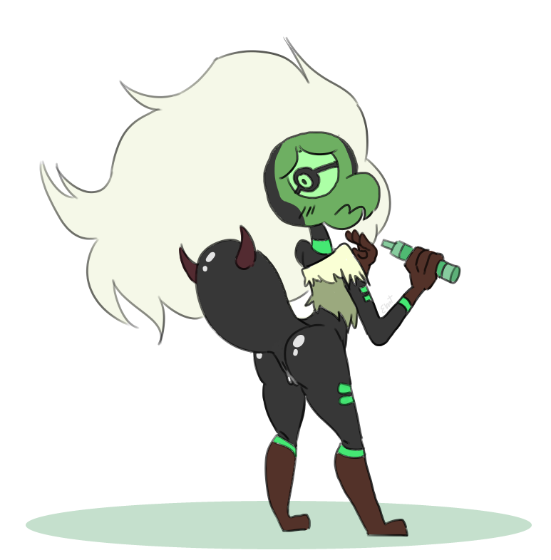 1_eye alien anus ass beak blush cartoon_network centipeetle crayon emett_(artist) female gem_(species) humanoid nephrite_(steven_universe) pussy solo standing steven_universe white_hair