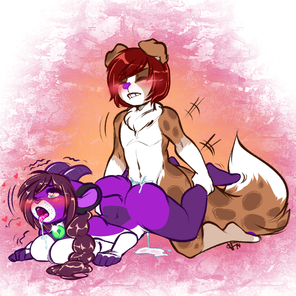 2014 ahe_gao all_fours australian_cattle_dog bear big_breasts blush breasts brown_fur collar cum cum_inside dilly dilly_(hinata-x-kouji) doggy_style drooling female from_behind_position fur interspecies leg_grab looking_pleasured male mammal o'reily panda purple_fur purple_nose rainbow_sprinkles saliva sex straight yuuri