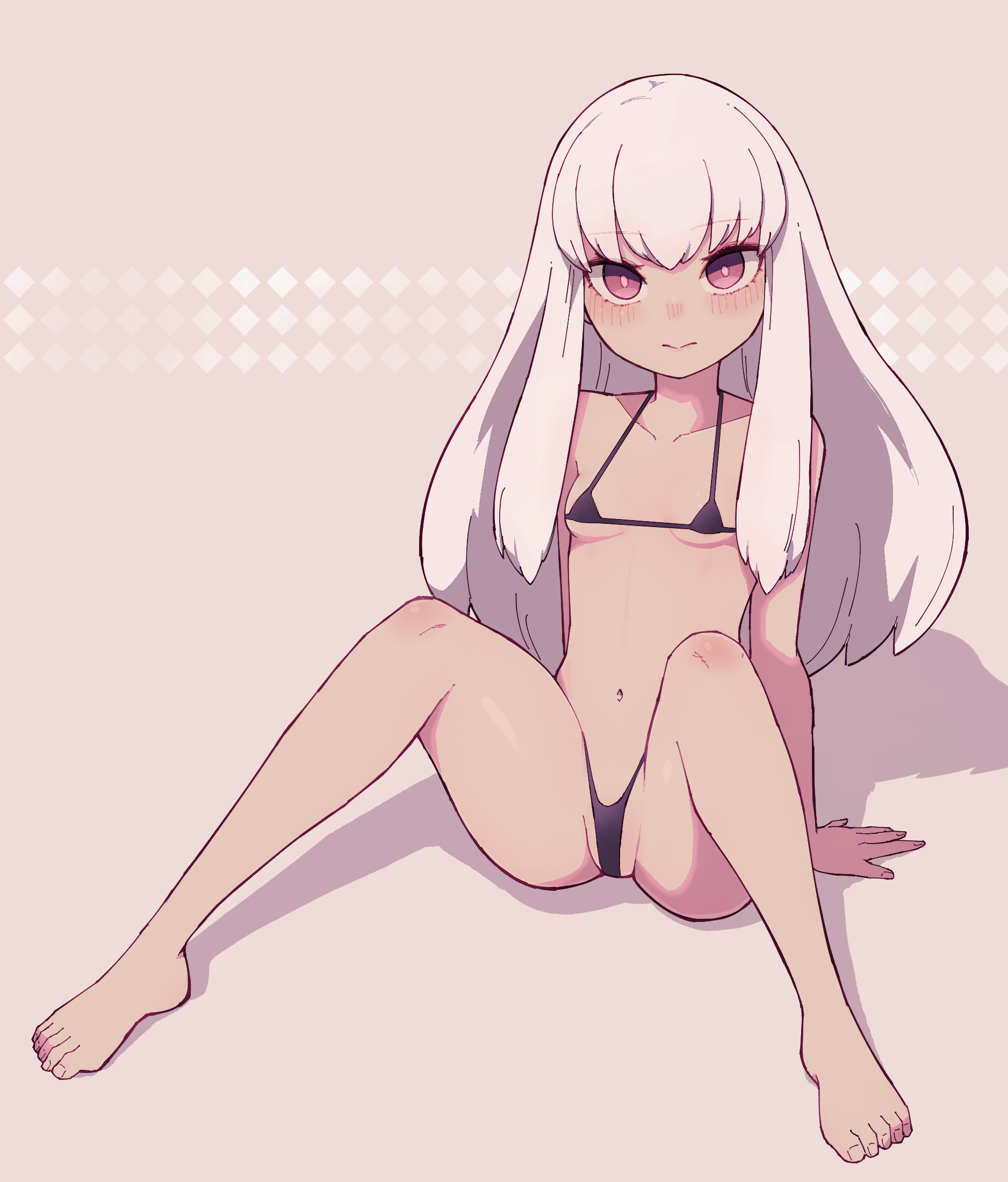 1girls, adorable, bikini, black bikini, cute, female, female focus, female only, fire emblem, fire emblem: three houses, lamb-oic029, light-skinned female, long white hair, lysithea von ordelia, nintendo, noblewoman, petite, sling bikini, solo, solo female, swimsuit, tagme