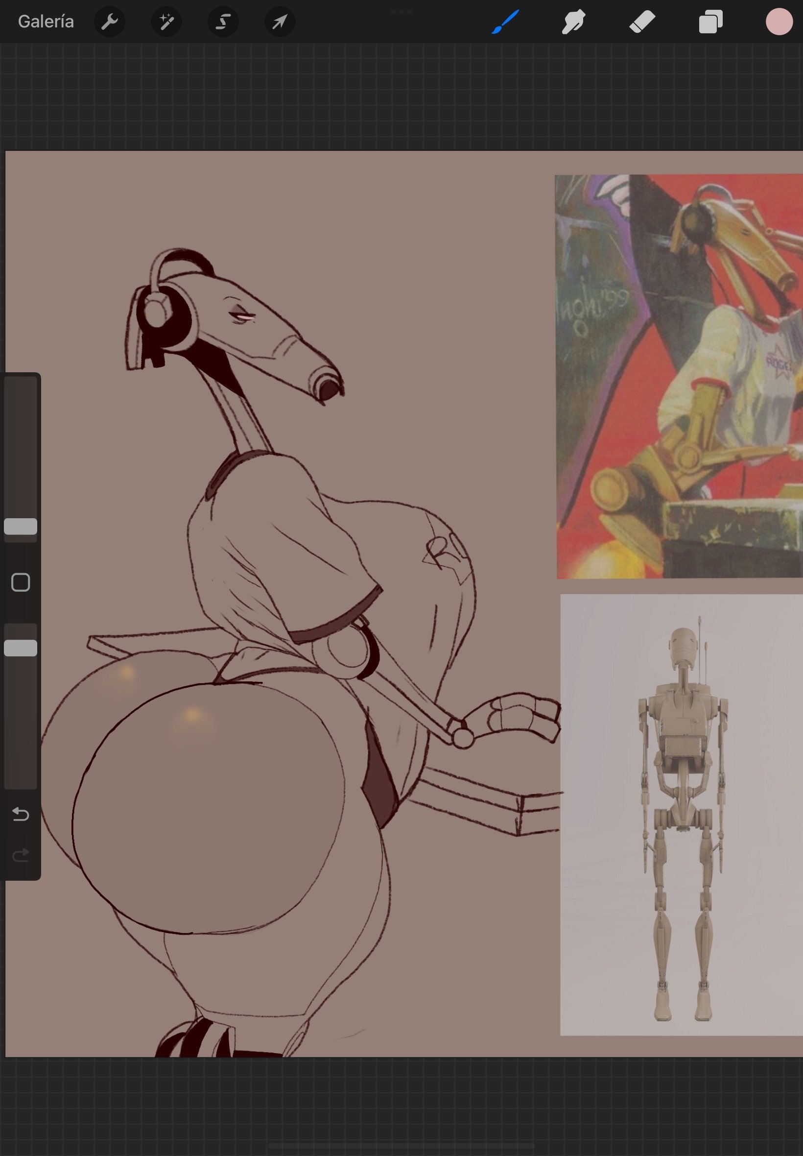 1girls, angry, annoyed, ass, b1 battle droid, battle droid, big ass, big breasts, bottomless, breasts, clanker, clothed, clothing, dj battle droid, droid (star wars), female, female focus, female robot, gatoradeew, huge ass, large ass, robot, robot girl, star wars, thong