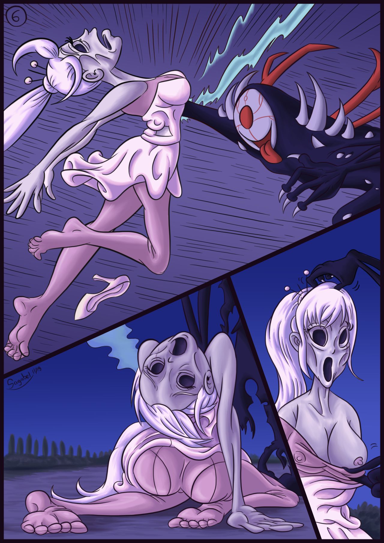 bodysuit color comic dead death deflation dress female_death grimm_(rwby) high_heels multiple_girls possessed possession rwby sagabel silent_comic skinsuit weiss_schnee