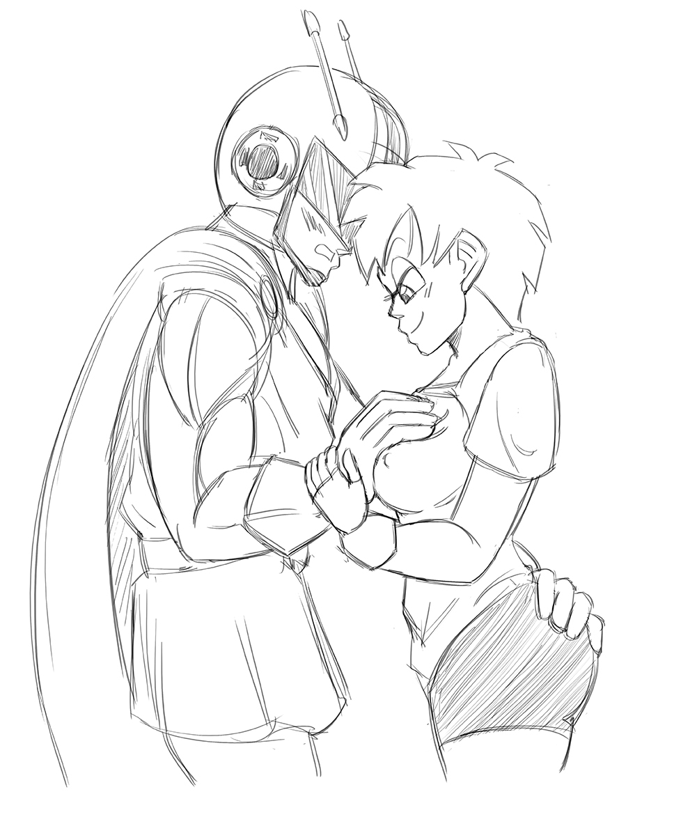 bike shorts, breast grab, breasts, dragon ball, dragon ball z, female, funsexydragonball, monochrome, son gohan, straight, videl
