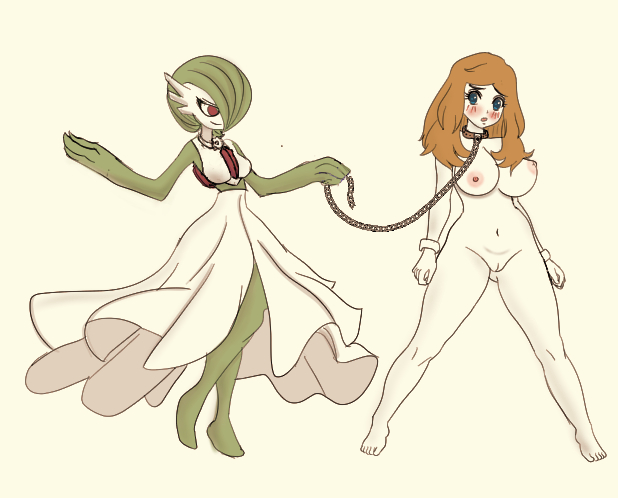 blank_background blue_eyes cfnf chain_leash collar dianaladyshy dominant_female dominant_pokemon duo enf gardevoir generation_3_pokemon green_hair human human_female humanoid humanoid_female implied_pokephilia interspecies leash lezdom light-skinned_female light_skin nintendo not_furry pet_play petplay pokemon pokemon_(species) pokemon_xy pokephilia red_eyes red_hair serena_(pokemon) submissive_female submissive_human yuri