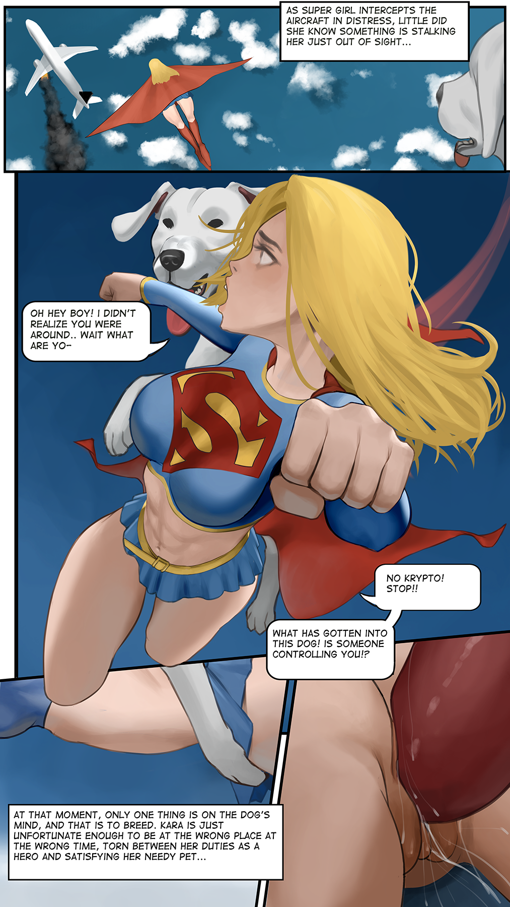 animal_genitalia animal_penis big_breasts blonde_hair breasts canid canine canine_genitalia canine_penis canis cheezebawls clothed clothing dc_comics dialogue domestic_dog duo english_text female female_penetrated feral feral_penetrating feral_penetrating_human genitals hair hi_res human human_on_feral human_penetrated interspecies krypto krypto_the_superdog male male/female male_penetrating male_penetrating_female mammal penetration penis pussy sex supergirl text vaginal_penetration vaginal_penetration zoophilia