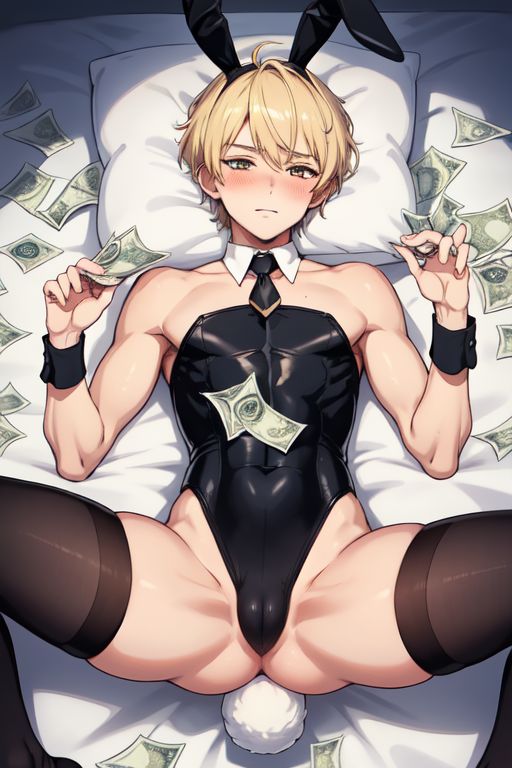 ai_generated blonde_hair bunny_boy bunny_ears cuntboy cute intersex prostitute twink