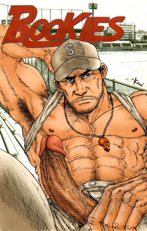 1boy abs bara baseball_cap beard_stubble erection facial_hair foreskin foreskin_folds human intact kamui_jack male male_nipples male_only muscles muscular_male open_fly pecs penis penis_out retracted_foreskin shirt_pulled_behind_neck solo uncut veiny_penis