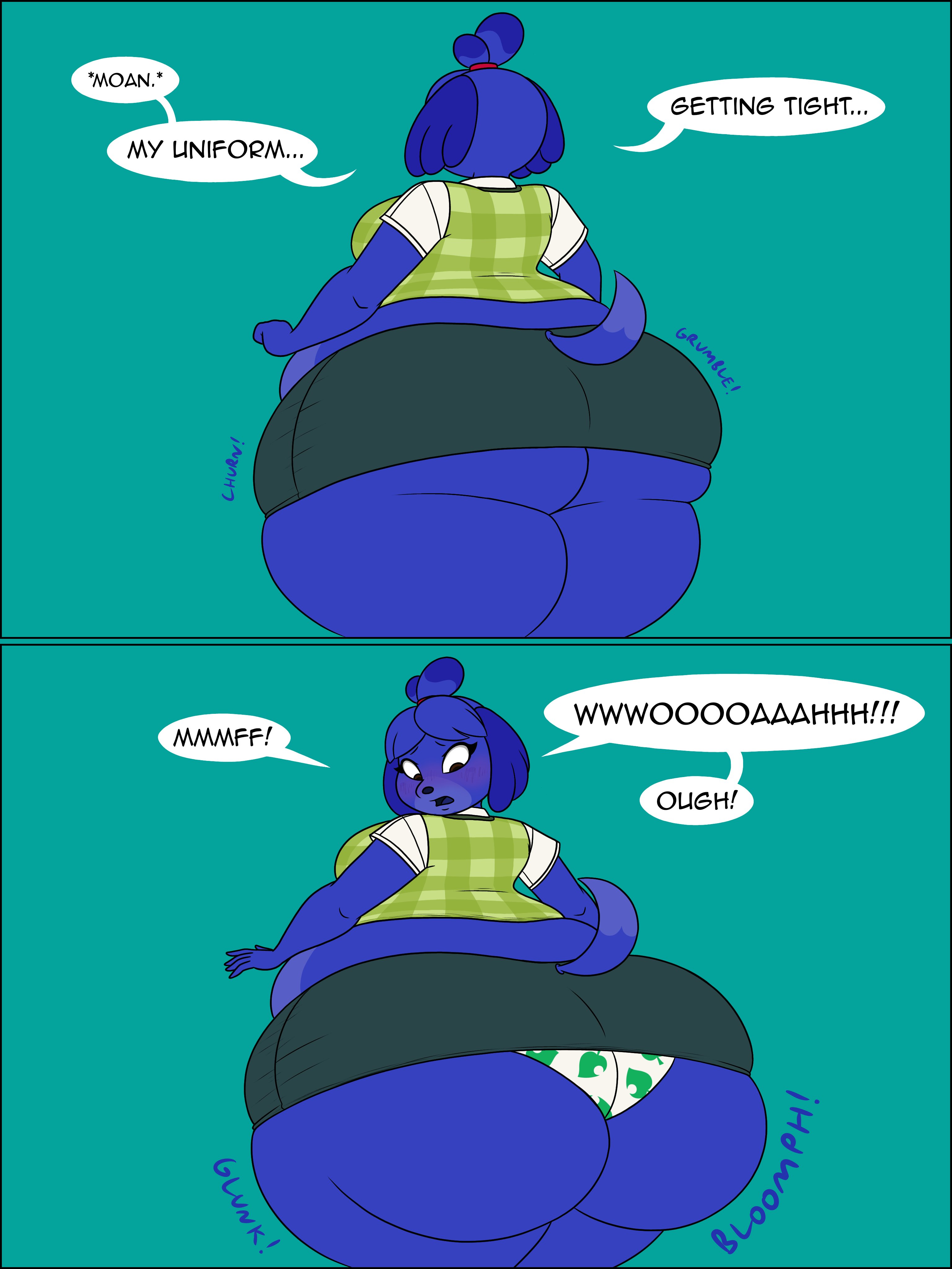 animal crossing, ass, big ass, big breasts, blueberry inflation, breasts, bubble ass, bubble butt, female, furry, huge ass, huge breasts, inflation, isabelle (animal crossing), lj caffie, tagme, thick thighs, wide hips