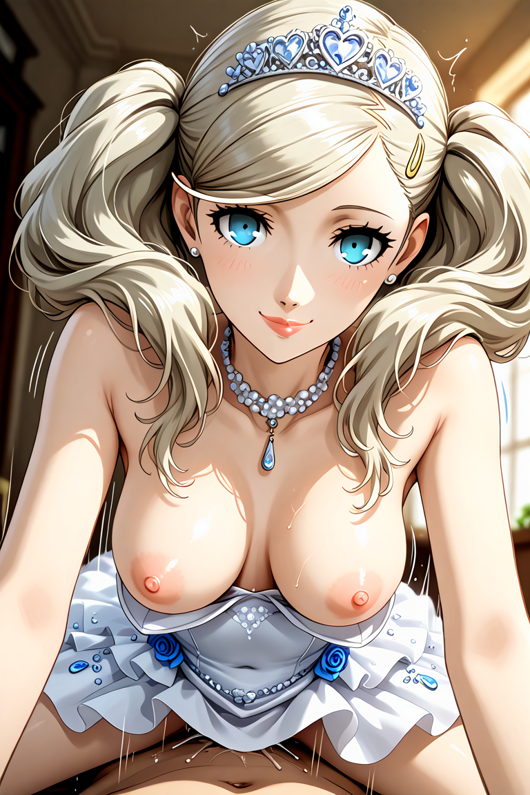 ai_generated ann_takamaki cowgirl_position omega-weirdo persona persona_5 sex wedding_dress