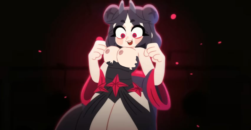 big_breasts big_sleeves edited_image female humanoid pochi_science red_eye ripped_clothing shocked_expression