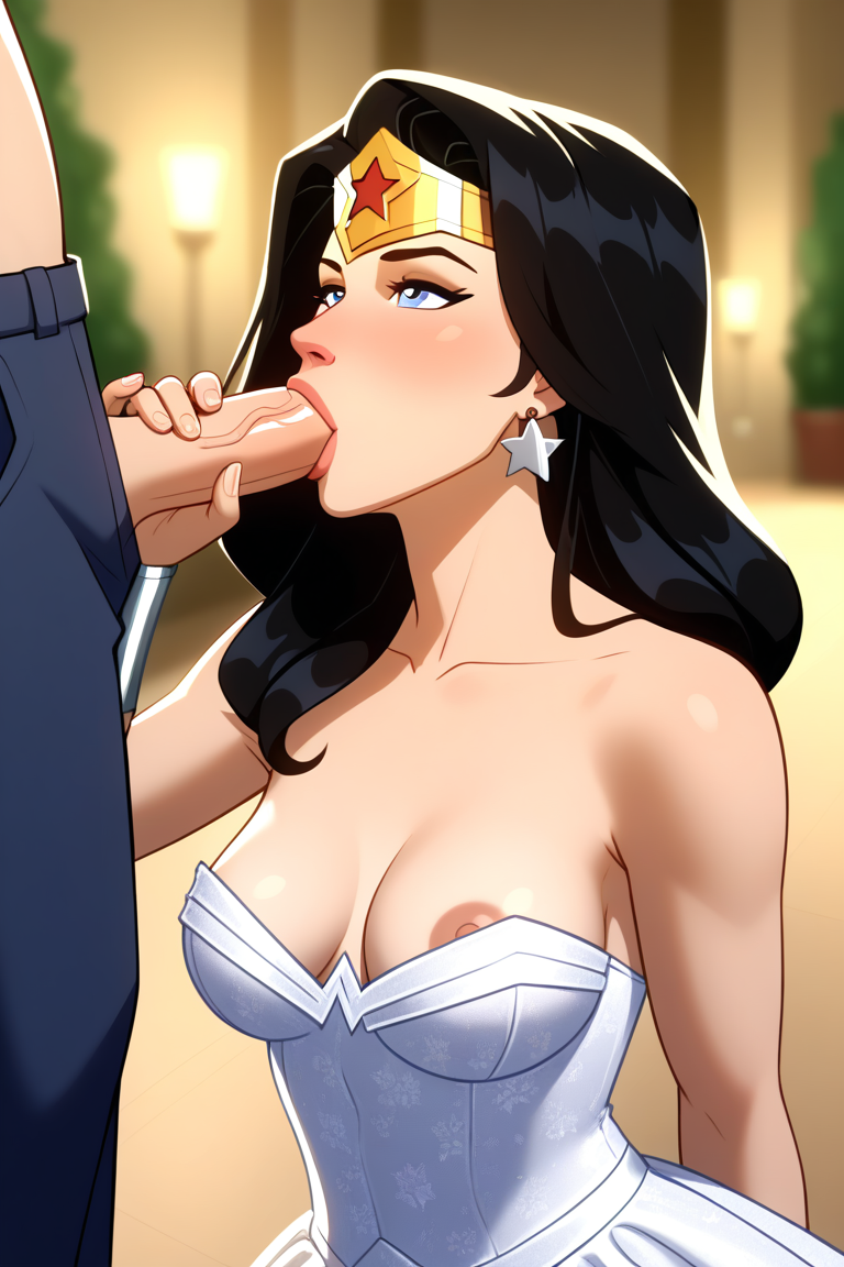 ai_generated blowjob dc dc_comics diana_prince omega-weirdo wedding_dress wonder_woman wonder_woman_(series)