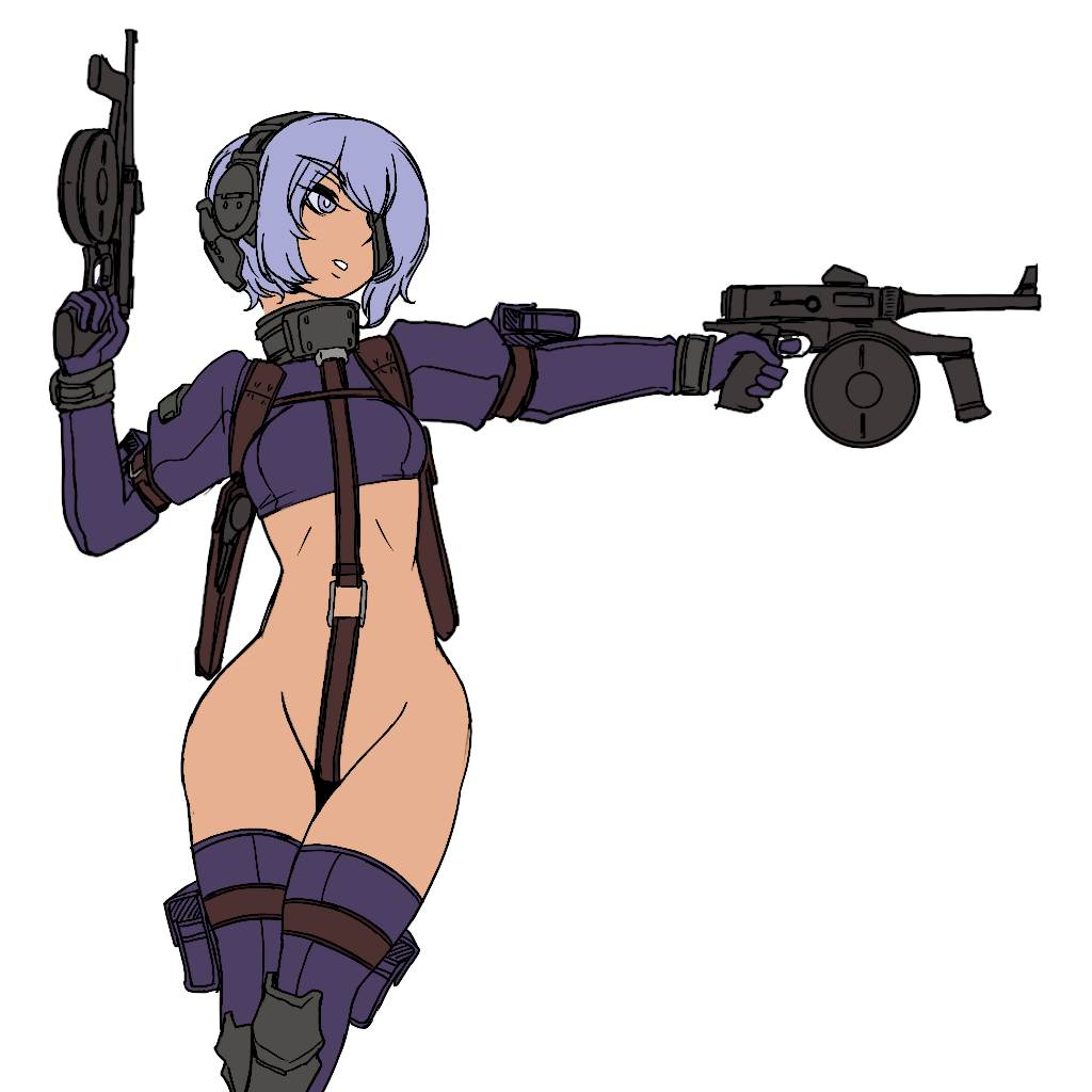 artist_request eye_patch female gun headphones martyr_(the_citadel) purple_eyes purple_hair revealing_clothes solo source_request the_citadel the_martyr