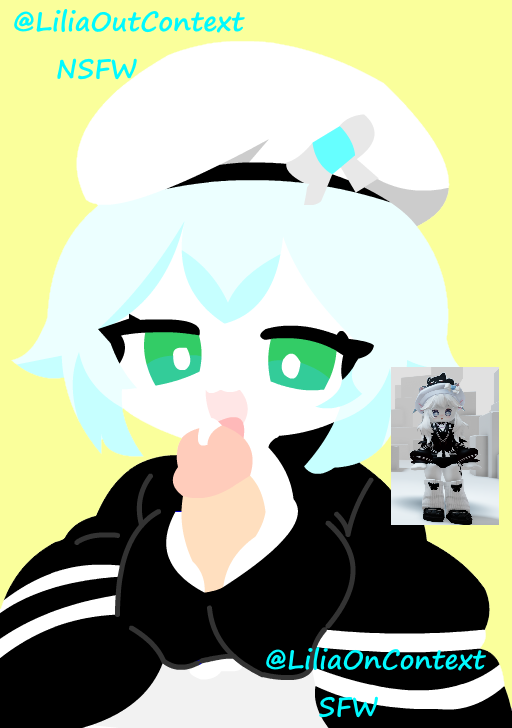 1boy 1boy1girl 1girls beret black_shirt blowjob boobjob comission fellatio green_eyes licking licking_penis liliaoutcontext long_sleeves no_outlines open_mouth paizuri paizuri_under_clothes ripped_clothing ripped_shirt roblox tongue tongue_out