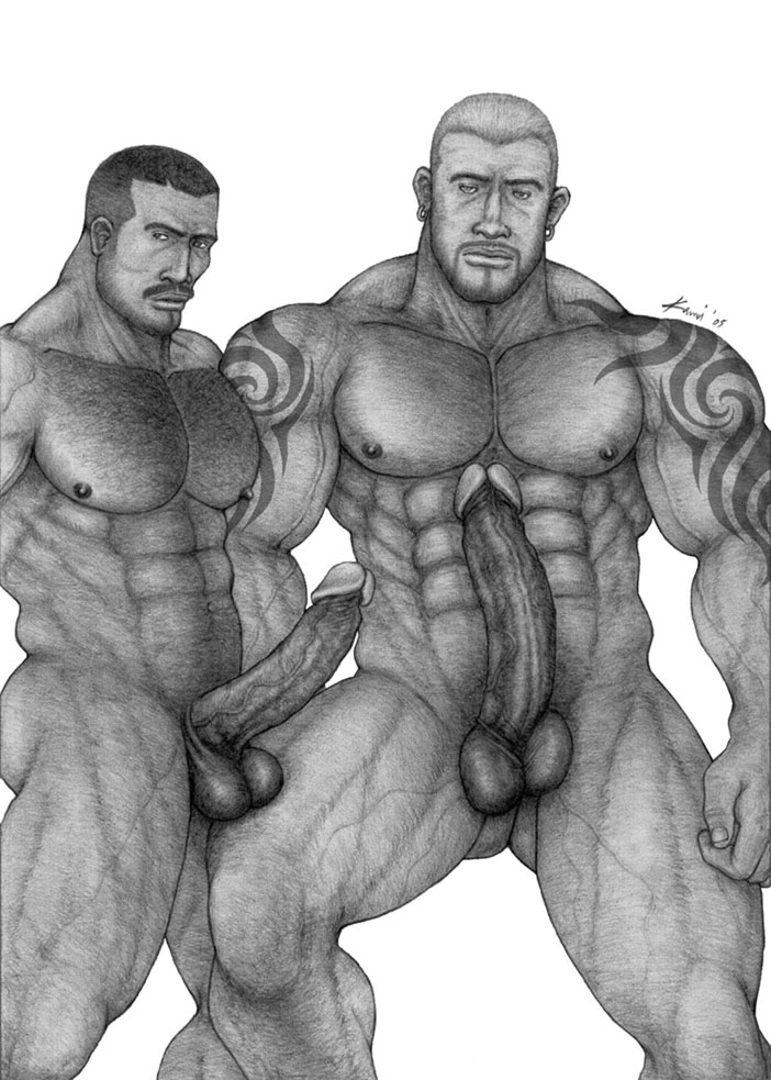 balls bara big_balls big_penis gay kamui_jack male male_only muscles penis tattoos yaoi