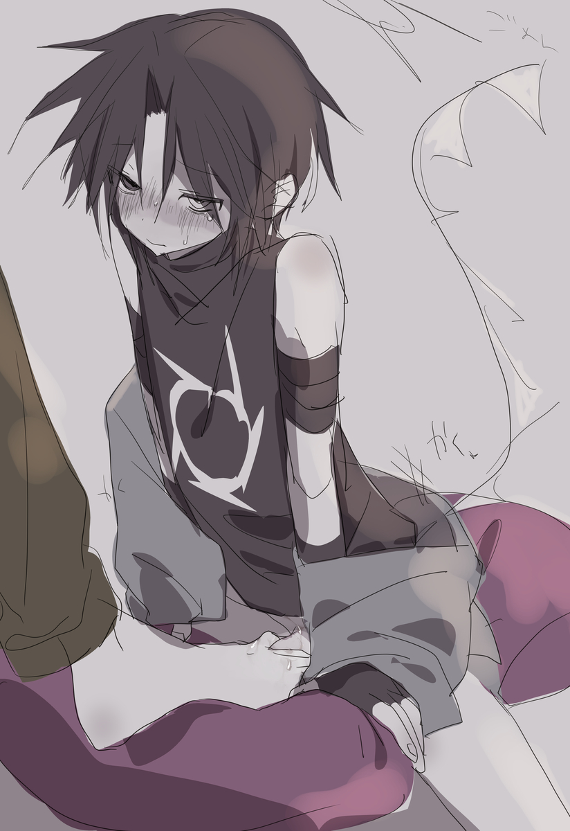 2026, 2boys, azure (forsaken), blush, colored sketch, foot, footjob, forsaken (roblox), gay, japanese text, nonbinary (lore), old design, roblox, roblox game, robloxian, sketch, stepping on penis, tagme, tagme (artist), tail, two time