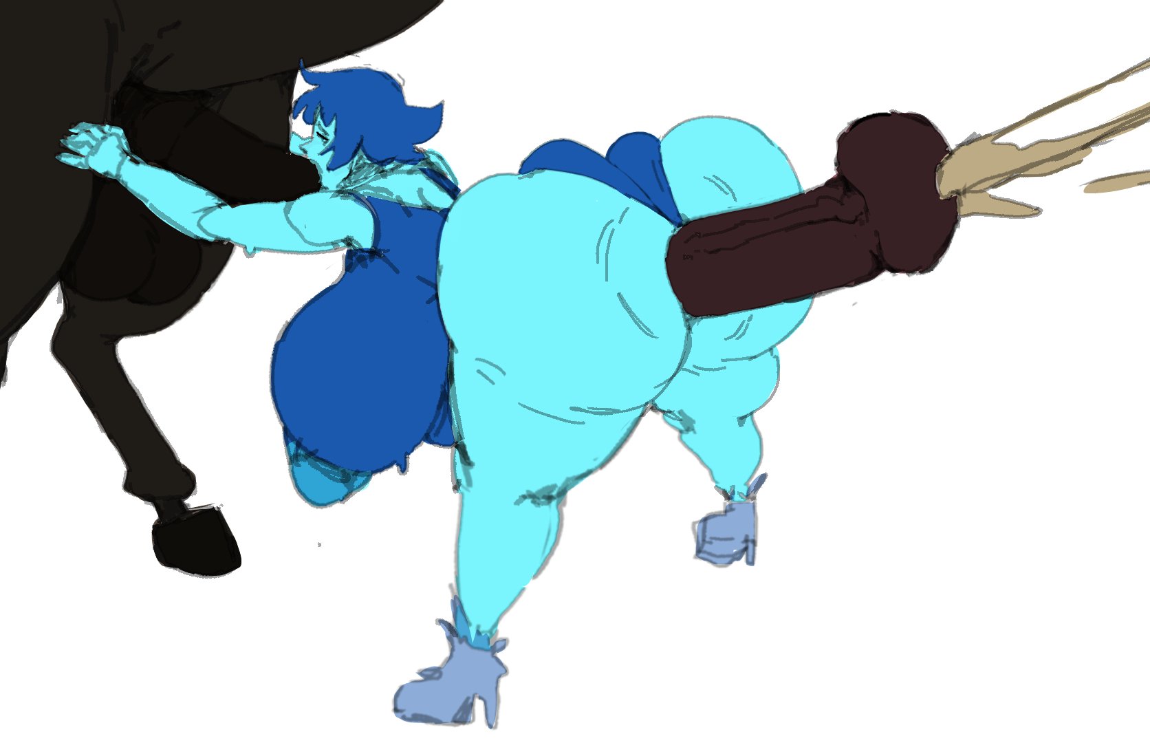 1girls, 2026, 2d, absurd proportions, all the way through, bent over, bestiality, big ass, big breasts, big butt, big nipples, blank background, blue body, blue hair, blue skin, breasts bigger than head, bubble butt, cum, cumshot, dat ass, dumptruck ass, fellatio, female, frown, gingaginga, hanging breasts, high heels, horse, horsecock, huge ass, huge breasts, huge cock, hyper, hyper genitalia, hyper penis, jiggle, jiggling ass, lapis lazuli (steven universe), massive ass, massive breasts, massive penis, rippling ass, sad, sex, steven universe, sweat, sweatdrop, thick thighs, veiny penis, wobbling ass, work in progress, zoophilia