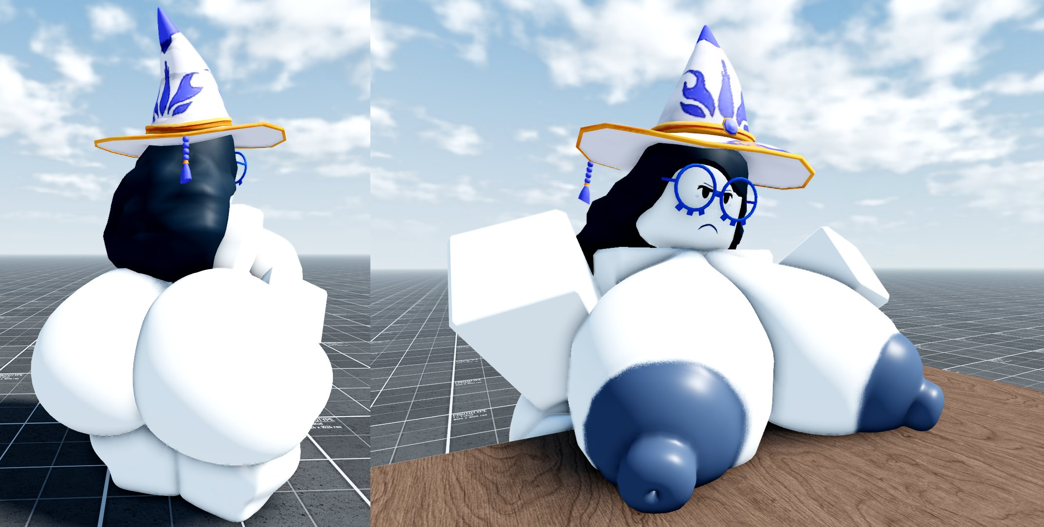 1girls, 3d, ass bigger than head, azuri (block tales), back view, baseplate, big ass, big tits, block tales, blue nipples, breasts bigger than head, breasts on table, completely nude female, front view, long hair, naked, nipples, roblox, roblox game, robloxian, table, tagme, tagme (artist)