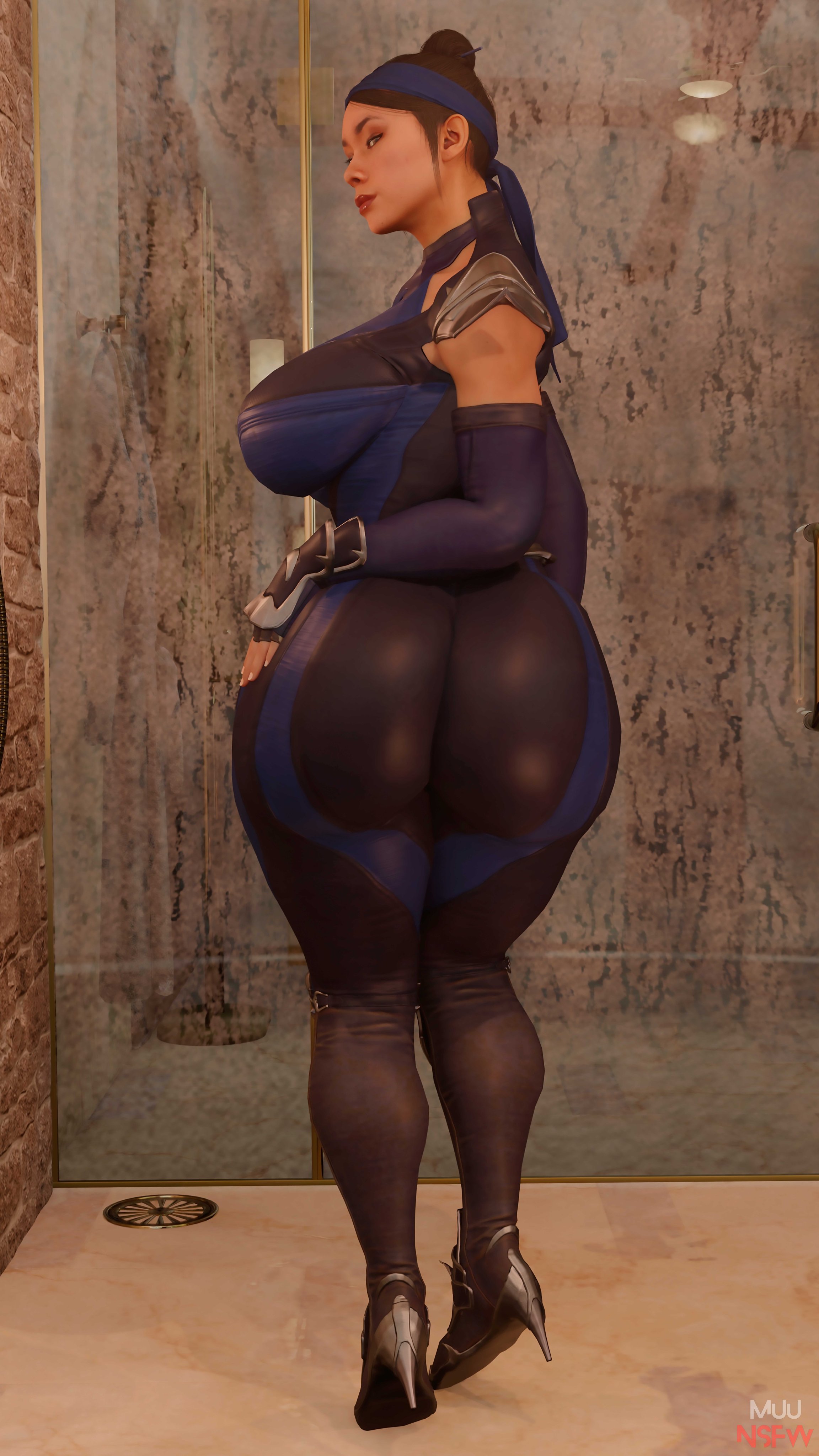 1girls, 3d, ass, big ass, female, female only, huge ass, kitana, mortal kombat, muunsfw, solo