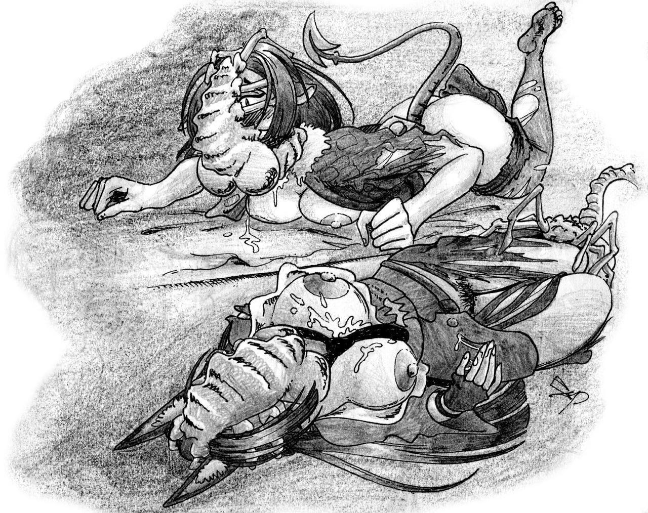 1girls, 2d, alien, alien (franchise), ass, broken clothing, clothed sex, cum, deviantart link, facehugger, female, feral, fluffy ears, hoshimi miyabi, human, human female, implied oral, insect, interspecies, jane doe (zenless zone zero), kemonomimi, legs together, light skin, light-skinned female, male, monster, open mouth, oral, oral penetration, penetration, penis, rape, size difference, sketch, zenless zone zero