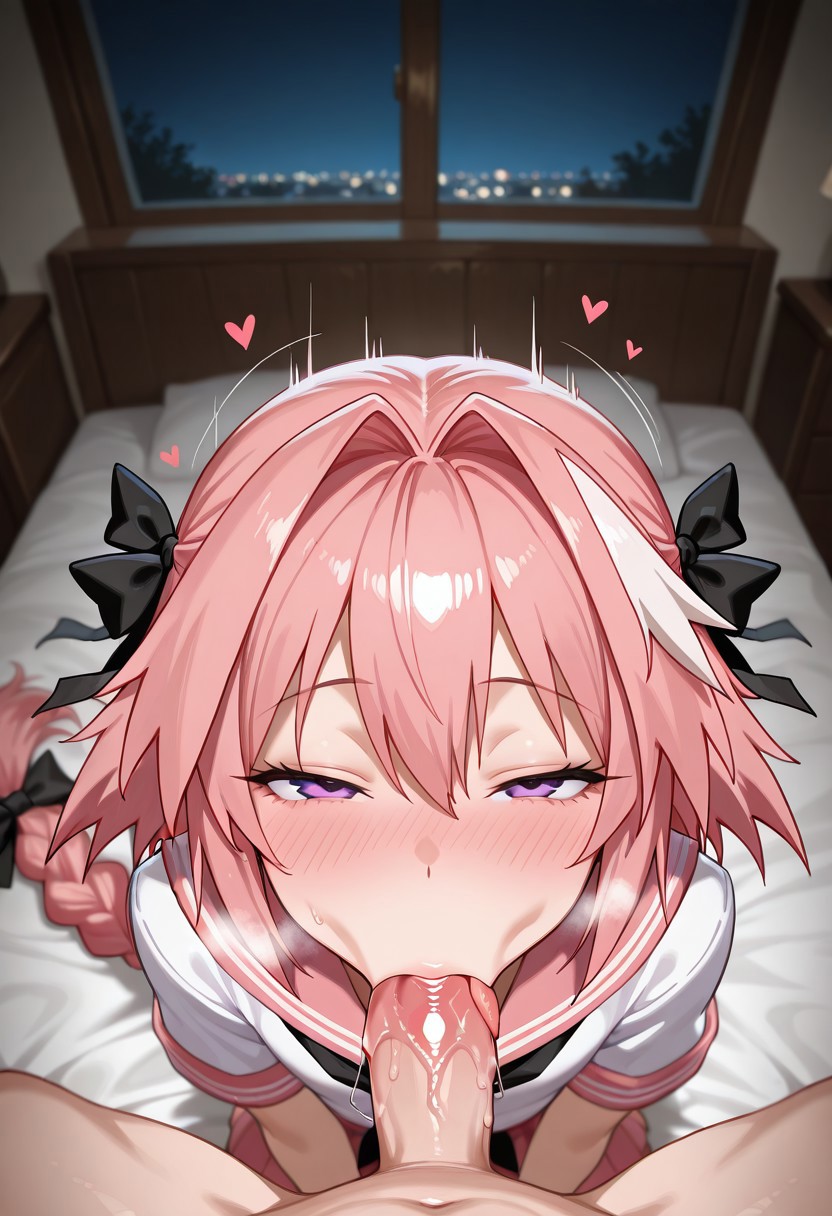 1femboy, 2025, 2boys, ai generated, alternate version available, anus, ass, astolfo (fate), balls, blowjob, canon crossdressing, clothed femboy, clothed femboy nude male, crossdressing, duo, fate (series), fate/grand order, fellatio, femboy, feminine male, girly, indoors, legwear, light-skinned male, looking at viewer, male, male only, multiple males, nude, nude male, nude male clothed femboy, oral, penis, pink hair, pov, pov male, steamy breath, striped legwear, testicles, thenightwolf27, thick thighs, thighs, top, topwear, trap, yaoi