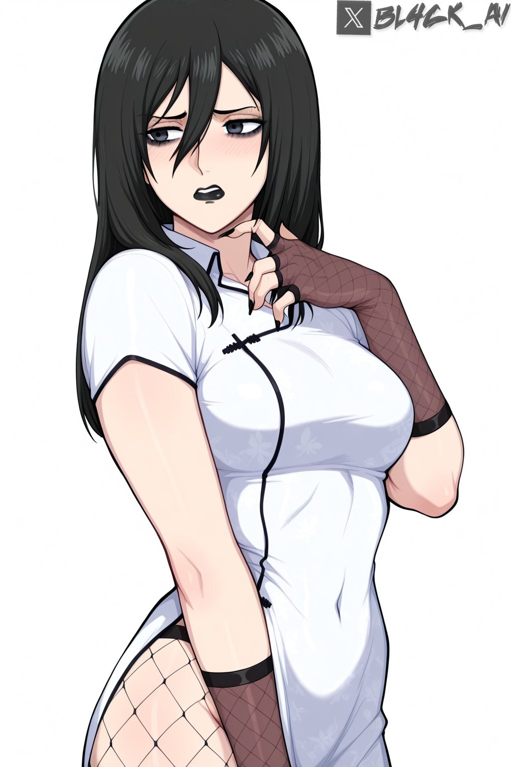 ai generated, attack on titan, bl4ck ai, female, goth, goth girl, goth mikasa, lingerie only, mikasa ackerman, patreon reward, suggestive, thighs