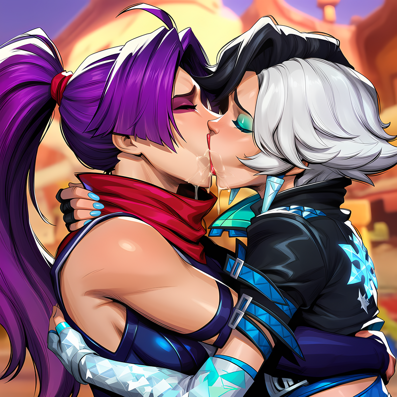 2girls, ai assisted, ai generated, deep kissing, drooling, female, french kiss, french kissing, kissing, luna snow, luna snow (marvel rivals), marvel, marvel rivals, passionate, passionate kiss, powerhouserift, psylocke, psylocke (marvel rivals), saliva, saliva drip, saliva string, saliva trail, yuri