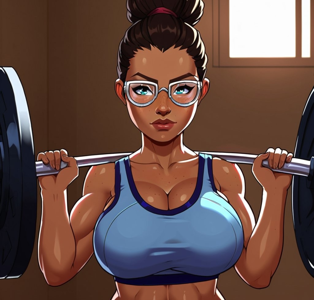 1girls ai_generated arcane big_breasts big_breasts breasts breasts brown_hair brown_skin cleavage exercise exercise_equipment female female female_focus female_only gym_clothes gym_clothing gym_equipment indoors large_boobs large_breasts league_of_legends lifting_weights looking_at_viewer short_hair sky_young solo solo_female solo_focus sports_bra weightlifting weights window working_out workout workout_clothes workout_clothing workout_equipment workout_outfit