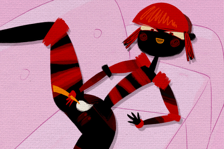 a.r.t._investigation animate_inanimate animated bird_the_eccentric black_skin hair masturbation minus8 paint paintbrush pussy red_hair
