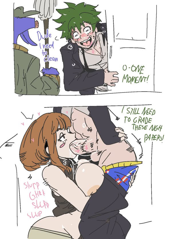 areolae, ass, balls, ballsack, bathsalts1, big ass, big breasts, big butt, big penis, blowjob, blowjob face, blush, boku no hero academia, boku no hero academia (finale), boobs, breasts, breasts out, canon couple, comic page, curvaceous, curvy female, curvy figure, deku, dialogue, fellatio, female, funny, hi res, hiding, highres, illustration, izuku midoriya, kiss mark, male/female, midoriya izuku, my hero academia, my hero academia (finale), nervous sweat, nipples, ochako uraraka, oral sex, penis, post-timeskip, sloppy, sloppy blowjob, sneaky, sneaky sex, text, uraraka ochaco, uraraka ochako, uravity