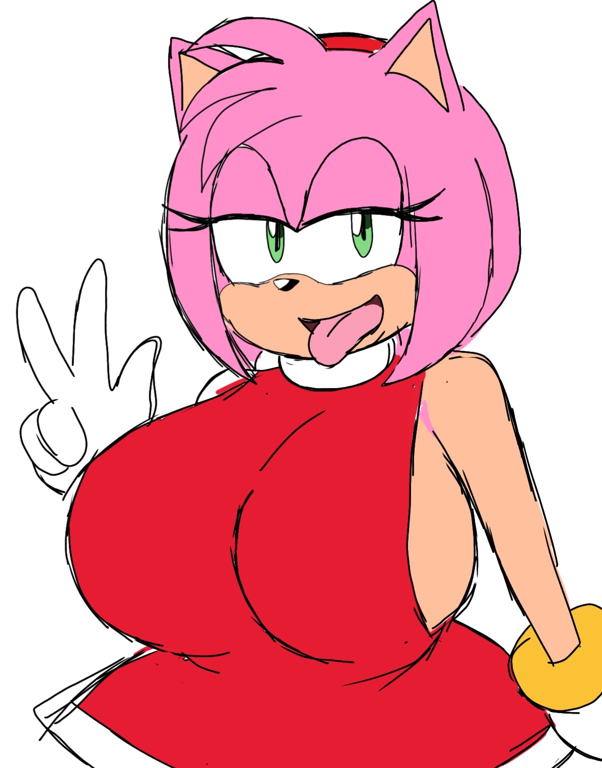 1female, 1girls, amy rose, anthro, female, female only, furry, momiji (artist), sega, solo, solo female, sonic (series), sonic the hedgehog (series), tagme