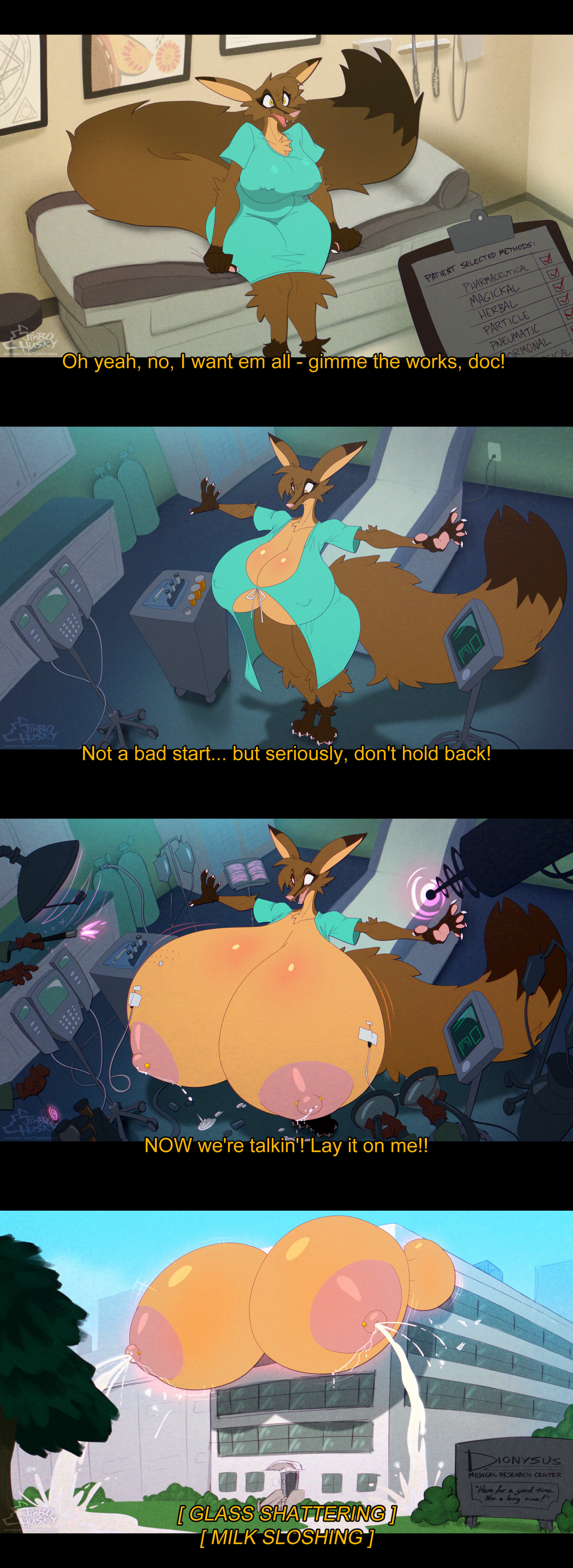 1girls, big breasts, big hips, big tail, big thighs, breast expansion, breast growth, breast growth (enlargement), brown fur, color, comic, expansion, expansion sequence, furry, furry ears, gigantic breasts, growth, growth sequence, huge breasts, huge nipples, hyper breasts, jimbohusky, lactation, massive breasts, nipples, sequence, tail, transformation, wide hips