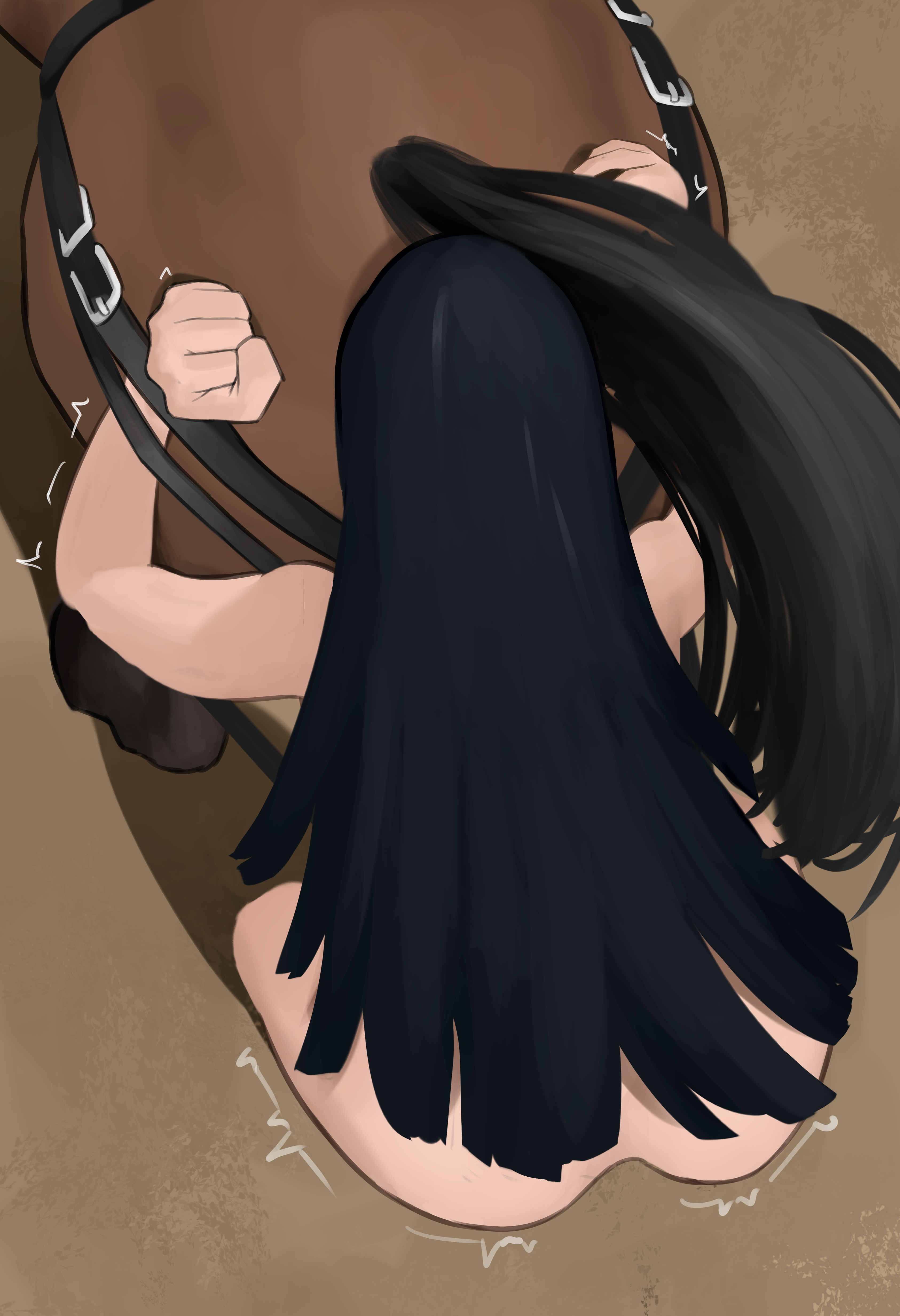 beast rimming, bondage, cheezebawls, completely nude, completely nude female, dialogue, equid, equine, eyes rolling back, feral, forced rimming, gag, gagged, horse, human toilet, kill la kill, kiryuuin satsuki, nude, partial male, riding back saddle, rimjob, rimming, rimming horse, stationary restraints, wrist cuffs, zoophilia