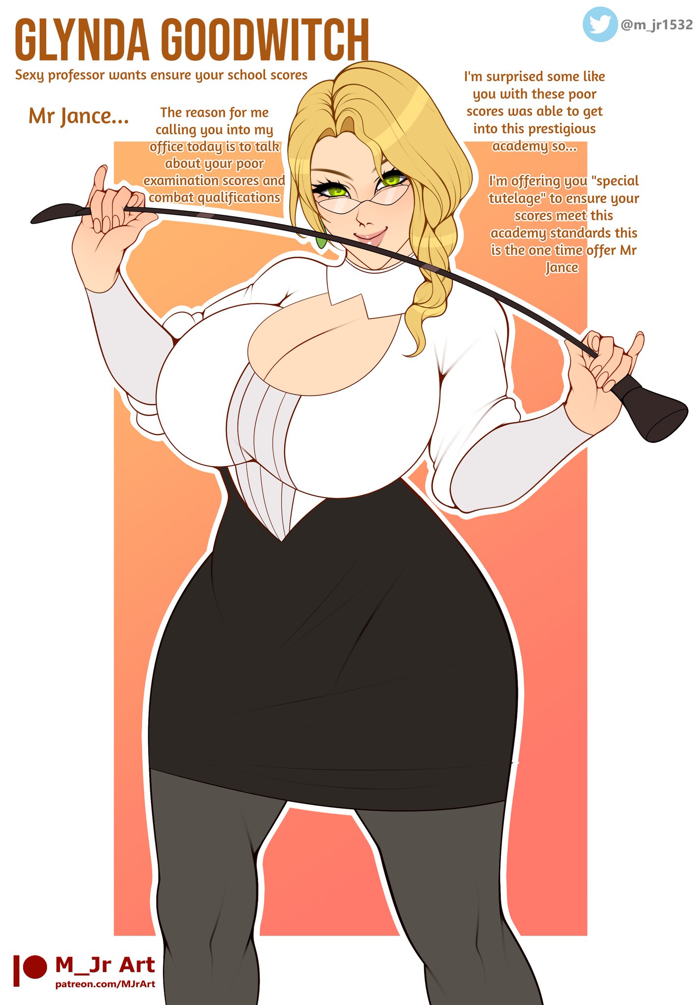 1female, 1girls, adult, adult female, ass, big ass, big breasts, blonde female, blonde hair, blonde hair female, blonde-haired female, boob window, breasts, breasts bigger than head, dat ass, english, english text, female, femdom, femdom caption, gentle femdom, glasses, glynda goodwitch, green eyes, hourglass figure, hourglass figured female, large breasts, leggings, long legs, looking at viewer, m jr art, m jr1532, malesub, milf, mommy, mommy milkers, older female, pantyhose, riding crop, rooster teeth, rwby, teacher, teasing, text, thick, thick ass, thick hips, thick thighs, thigh highs, thighhighs, thighs, viz media, whip