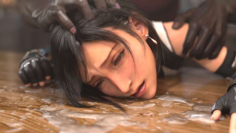 3d, cum, cum on face, dark-skinned male, defeat sex, defeated, defeated heroine, final fantasy, final fantasy vii, final fantasy vii remake, interracial, mieni3d, tifa lockhart