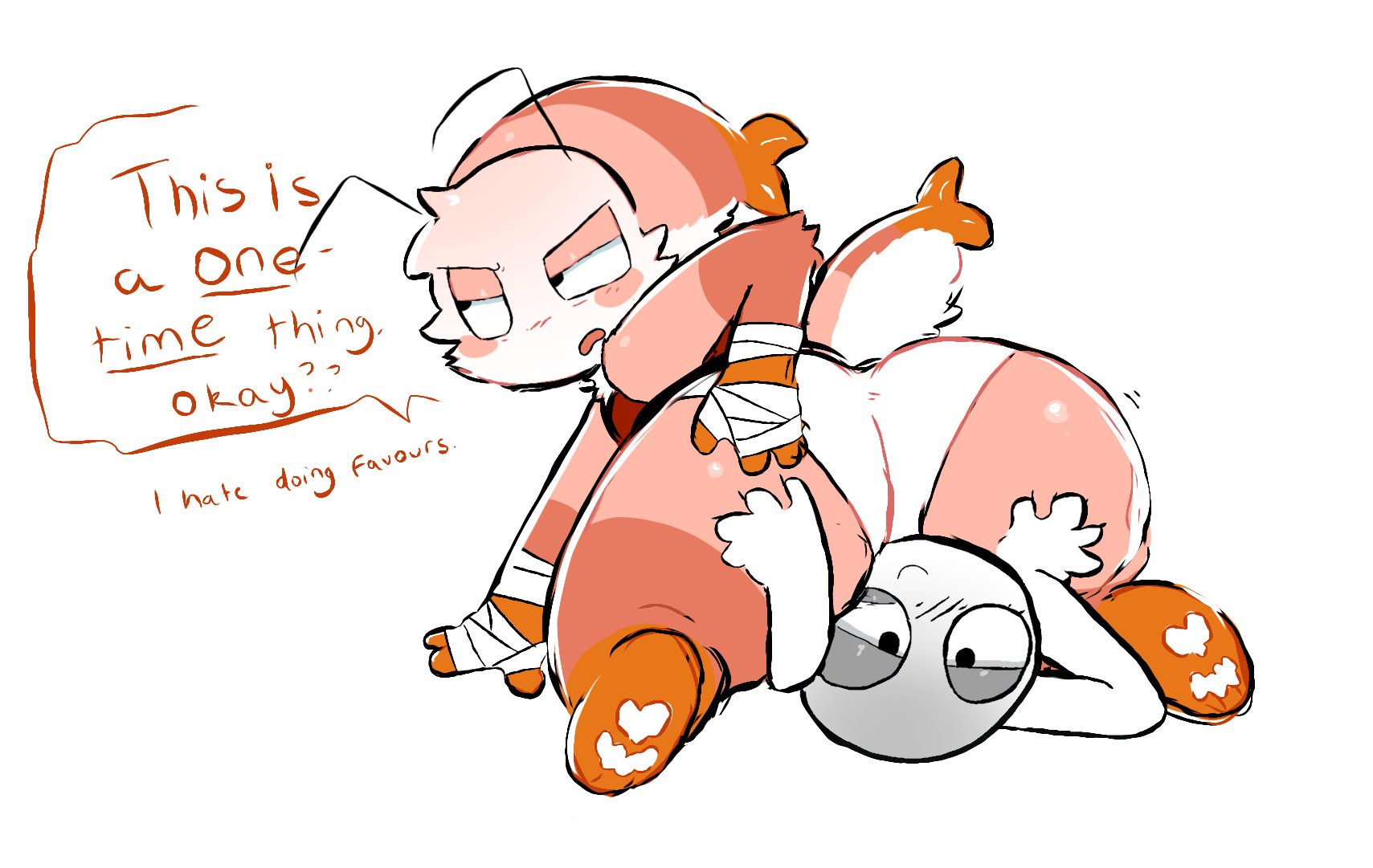 1boy, ass, ass focus, ass in face, big ass, dandy's world, dialogue, femboy, male, roblox, shrimpo (dandy's world), tagme, tail, text, ticklesyourfeet