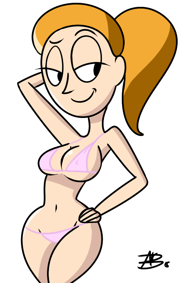 atomickingboo, bikini, female, female only, hyper eyes, rick and morty, round head, solo, summer smith