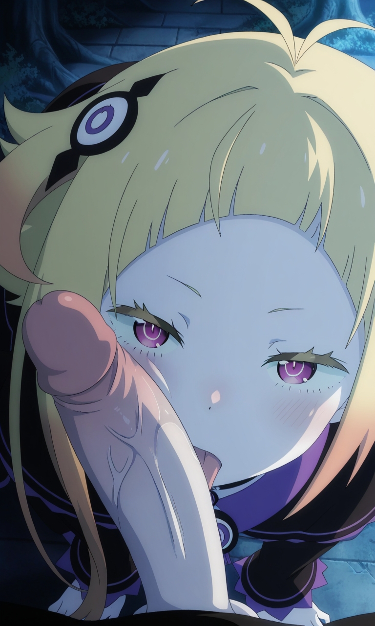 1boy, 1girls, ai generated, big penis, blonde hair, capella emerada lugunica, female, licking penis, luminousfan1, penis, pink eyes, re:zero kara hajimeru isekai seikatsu, tagme, yellow hair