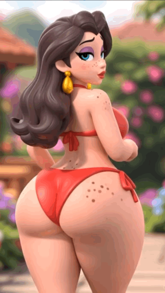 1girls, 3d, ai, ai assisted, ai generated, alternate version at source, animated, artist logo, artist name, ass shake, big ass, bikini, bikini bottom, bikini top, blue eyes, bluesky link, brown hair, donkey kong (series), earrings, fat ass, female, female focus, female only, freckles, freckles on ass, freckles on back, freckles on face, freckles on shoulders, gigantic ass, huge ass, human, human only, light skin, light-skinned female, lipstick, long hair, looking back at viewer, mario (series), milf, nintendo, orange bikini, orange bikini bottom, orange bikini top, pauline, pauline (mario), purple eyeshadow, quinzo11, self upload, standing, standing female