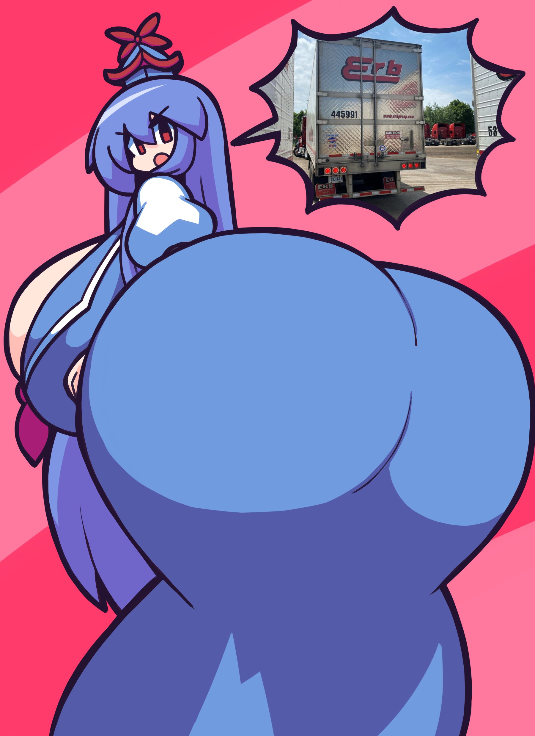 1girls, 2025, big ass, big breasts, blue hair, dumptruck ass, dumptruck butt, gensin, huge ass, keine kamishirasawa, meme, red eyes, tagme, thick, thick ass, touhou, wide hips